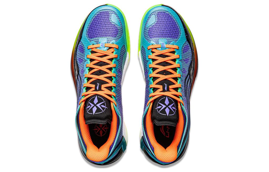 Li Ning Blade 4 V2 Cushioning Slip Resistant Lightweight Rebound Low top Basketball Shoes Men's Purple Green ABAU037-6