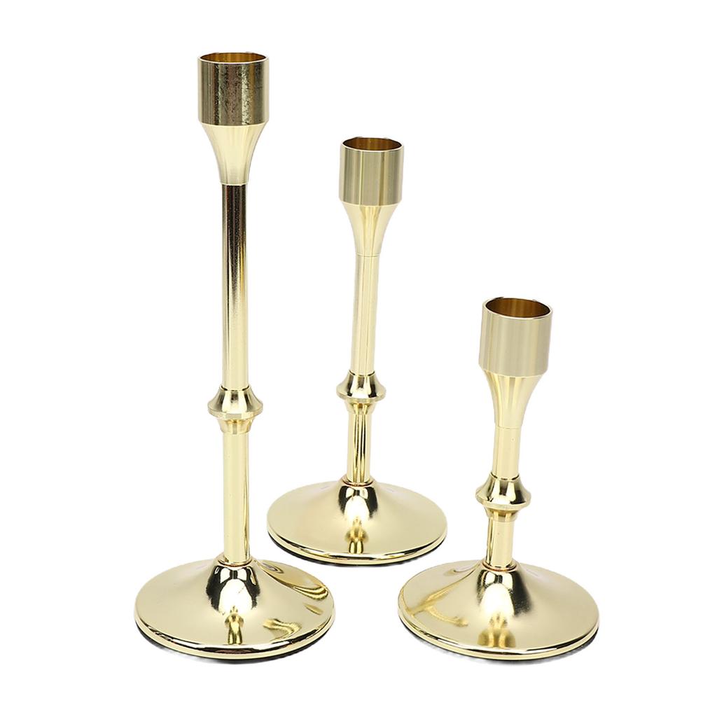 3 Pcs Candlestick Holder Steel Vintage Tall Metal Taper Candle Holders with Round Base for Table Wedding Housewarming