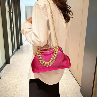 Luxus PU Leder Schultertaschen für Frauen Designer Tasche Hochzeit Clutch Golden Green Chain Shell Bag Luxus