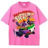 T-shirt with Skull Animal Print In Bowl Noodles Men's and Women's water-Wash Retro  T-shirt Casual Loose Top T Shirt