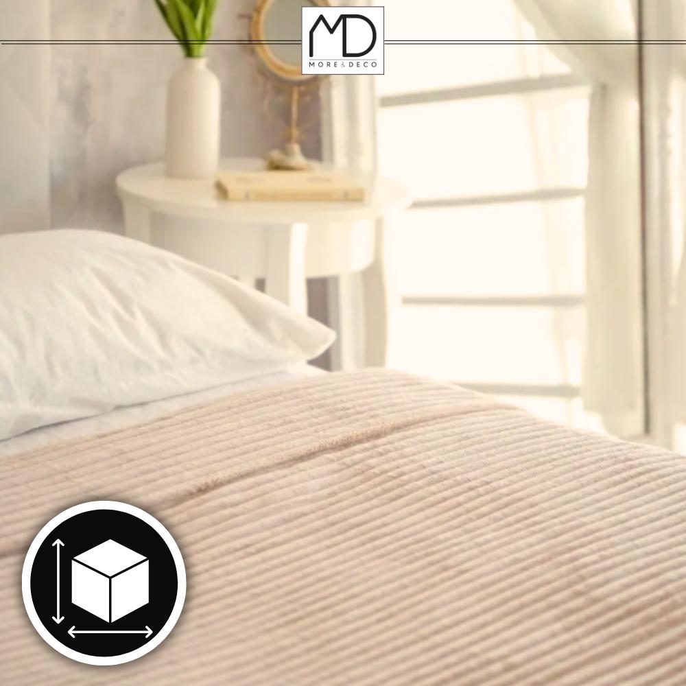 Striped blanket 160x200 cm plaid bedspread armchair beige birthday gift