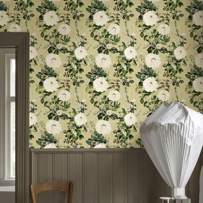 Yellow Floral Vinyl Wallpaper Peel And Stick Vinyl Flower Home Decoration Elegant Self Adhesive Yellow Cabinet Sticker