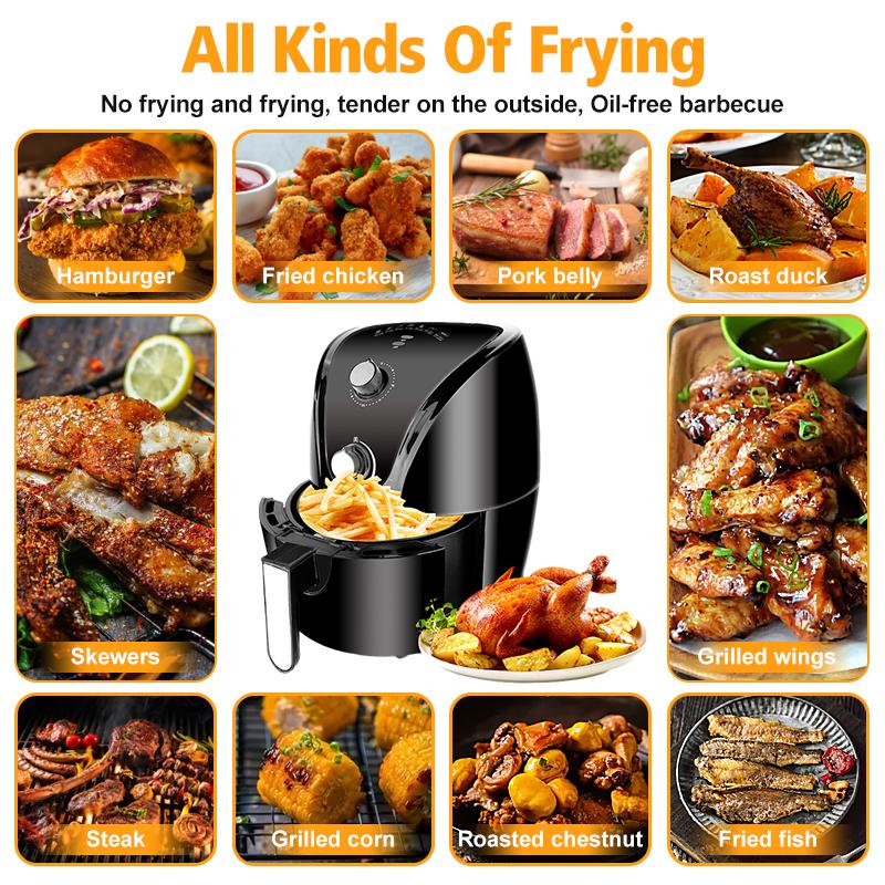Large Capacity Electric Deep Airfryer 1400W Multifunction Air Fryer Chicken Oil Free Air Fryer Health Fryer Pizza Cooker 4.6L