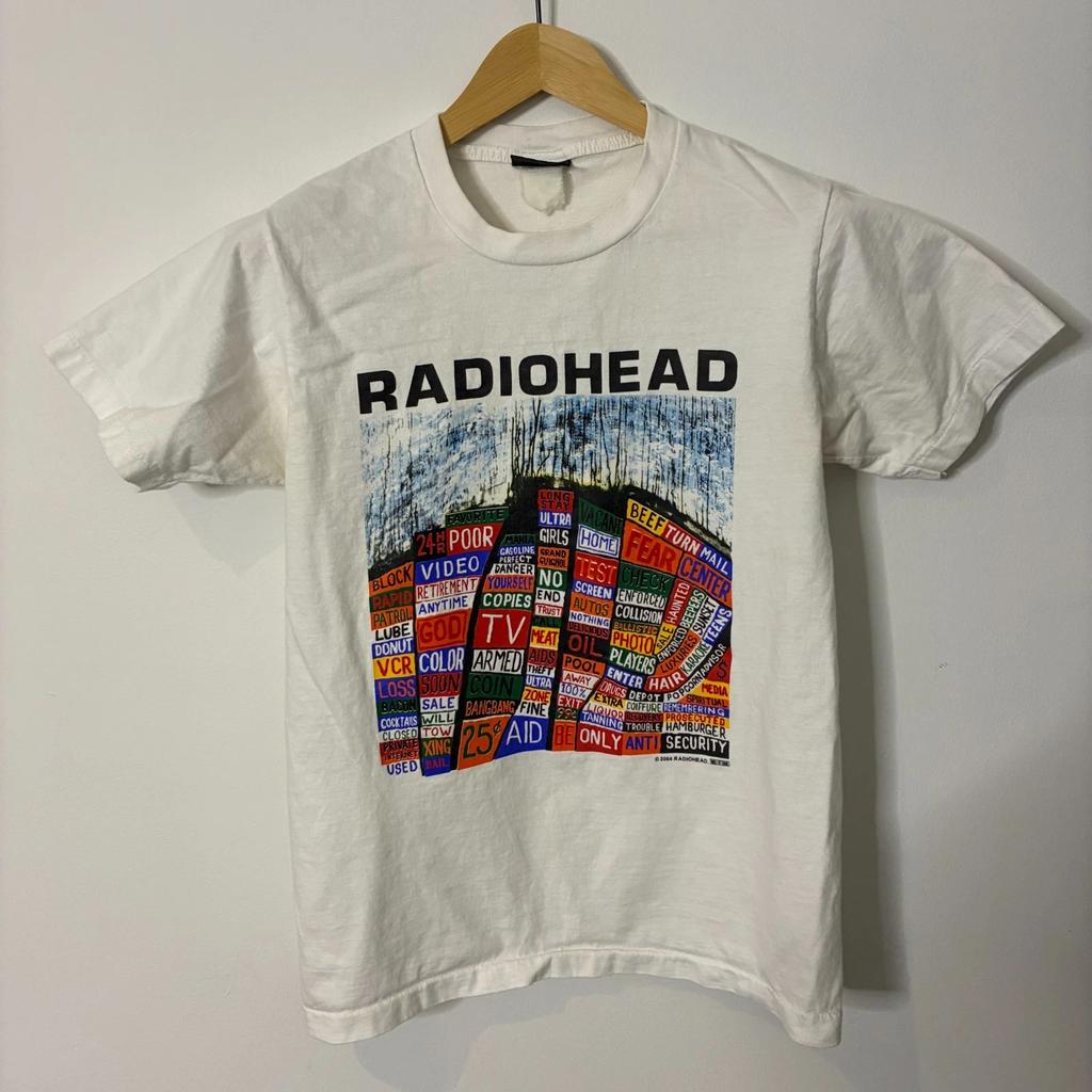 Vintage Radiohead Shirt Mens Small White Hail To The Thief Double-Sided Band Tee
