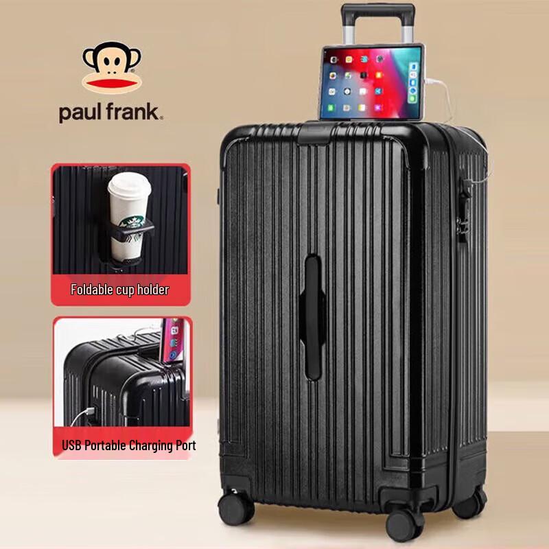 Большой чемодан Paul Frank из ABS и PC с вращающимися колесами чёрный