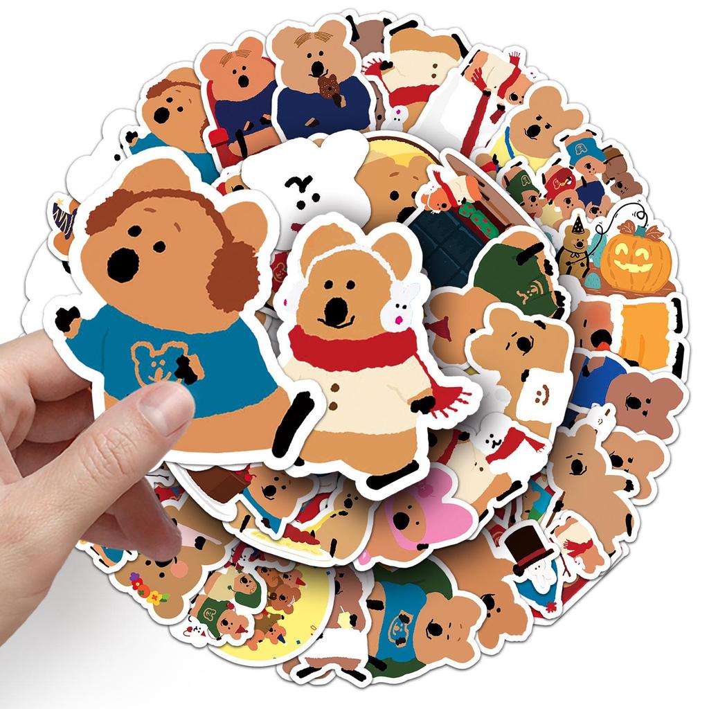 50pcs Cute Animal Stickers: Bell Pepper Bears & Quokkas - Waterproof for Phone Cases & Stationery.