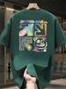 Mens 100% Cotton Suitable for Summer Fashion Printed Short-sleeved Casual Outdoor Multi-functional T Shirt