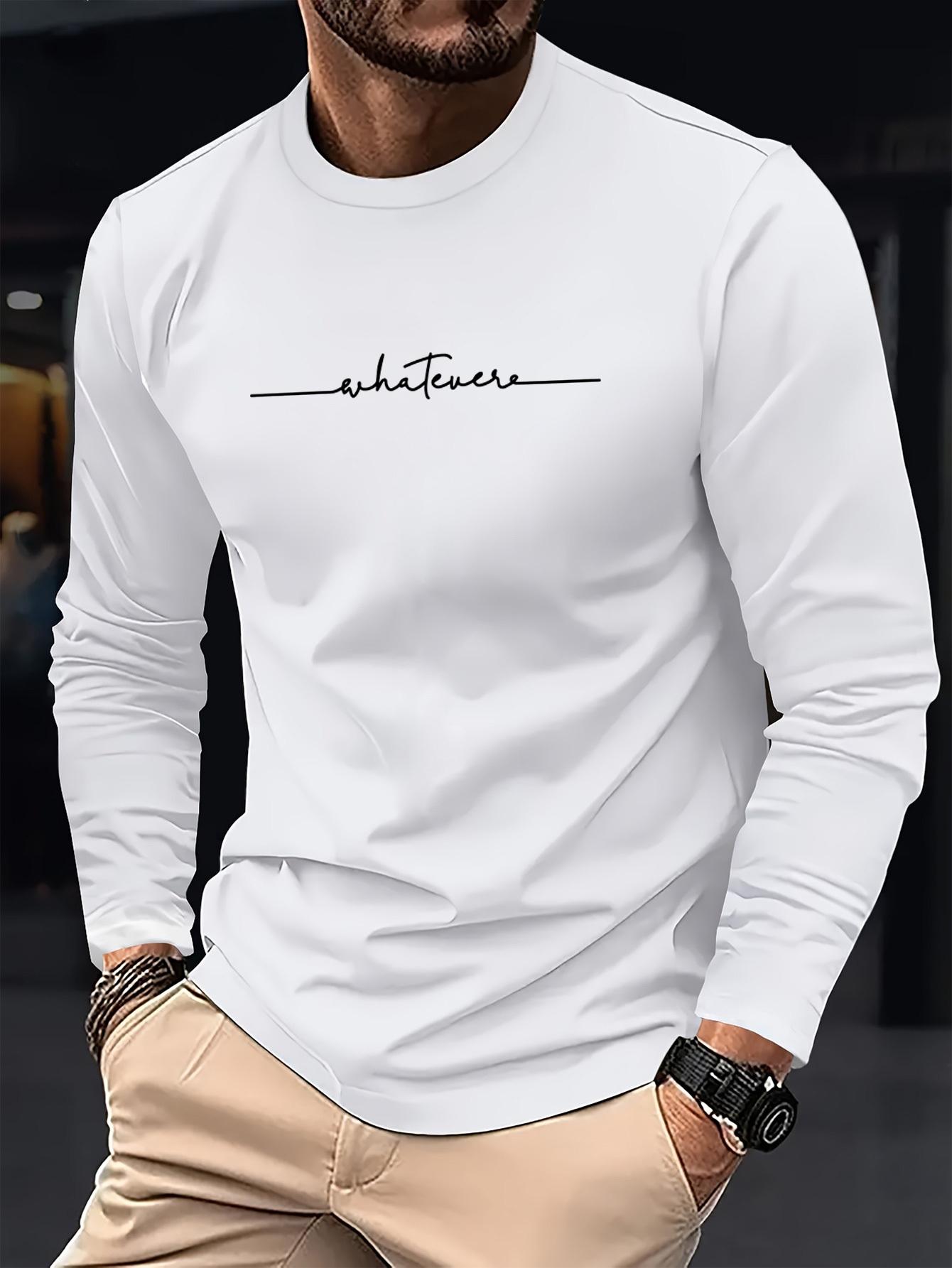 

Men s round neck long sleeve T-shirt, fashionable street style breathable T-shirt XS