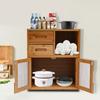 2-Drawer Storage Cabinet, Bamboo Organizer for Kitchen Pantry, Modern Kitchen Shelf, Compact Cabinet for Home Organization