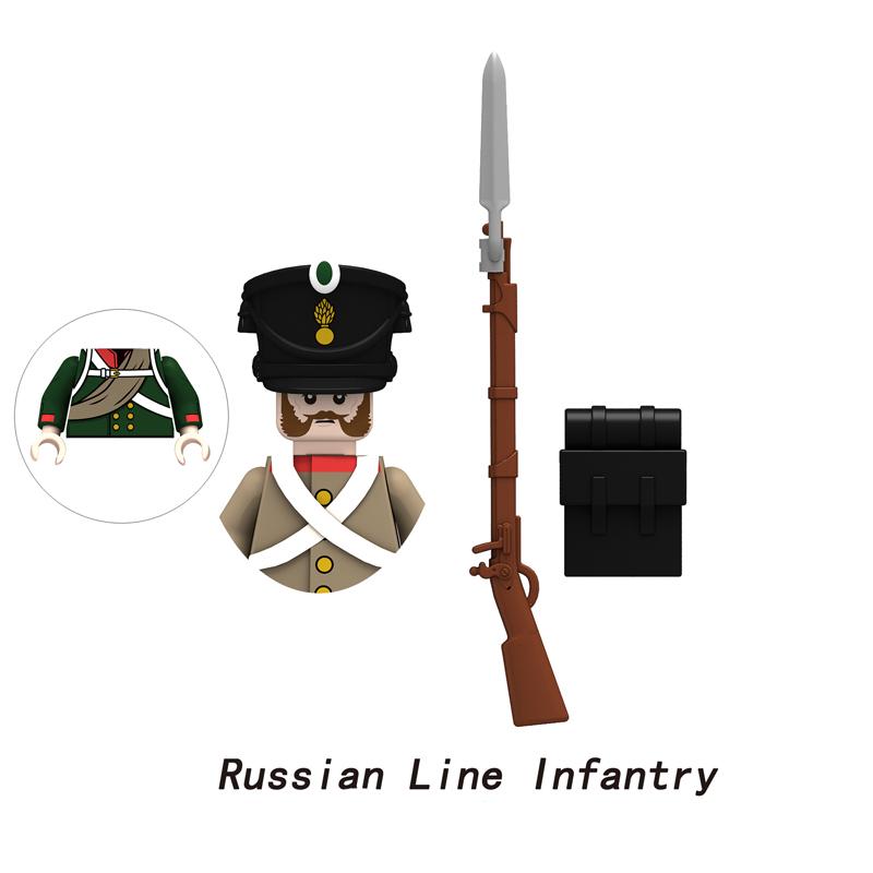 Napoleonic Wars Military Soldiers Building Blocks Sets WW2 MiniFigures French British Fusilier Rifles Bagpiper Weapons Kids Toys