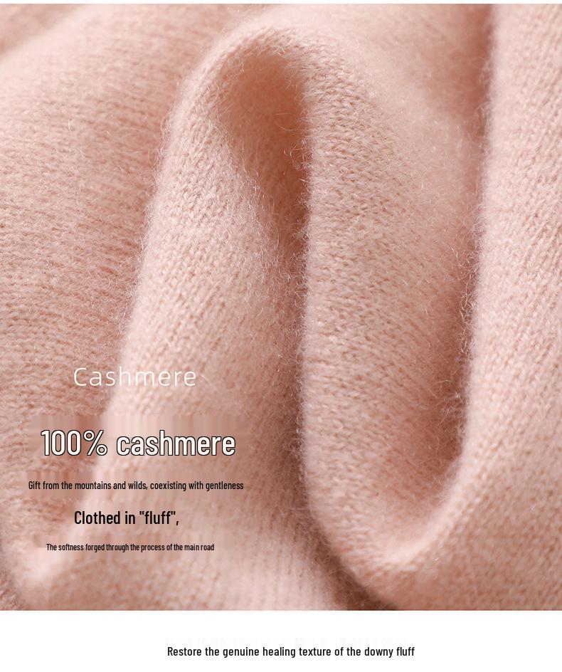 Women's Cashmere Sweater: Round Neck, Long Sleeve, Strawberry Jacquard Knit for Autumn/Winter