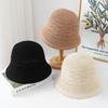 Cross Texture Knitted Bucket Hat Women's Spring and Autumn New Casual Sunshade Basin Hat Sunscreen Sun Hat Tide Shows Small Face