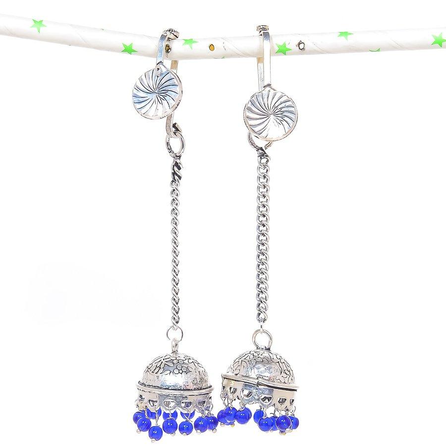 

Серьги из стерлингового серебра 925 пробы с натуральным индийским драгоценным камнем Джумки диаметром 4,33 дюйма d9V32