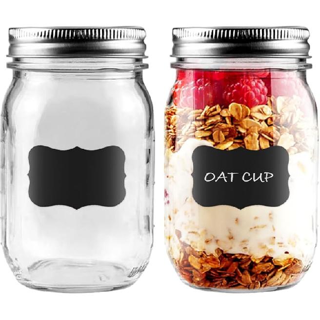 2 Pack Regular Mouth Mason Jars 16oz Glass Canning Jars with Airtight Lids for Preserving, Jam, Honey, Jelly, Wedding Favors, Sauces, Meal Prep,