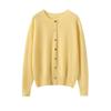 Women's Pure Cashmere Round Neck Cardigan - Autumn/Winter Loose Fit, Solid Color Knitted Sweater Coat