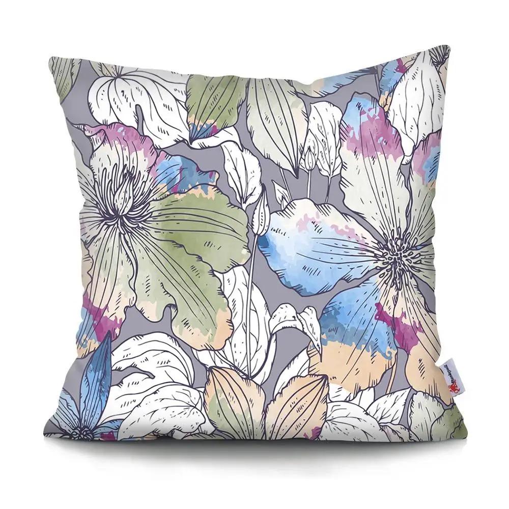 Tropical Parrot Bird Cushion Cover Peach Skin Botanical Leaf Pillowcase For Sofa Living Room Home Decor Couch Pillow Case 40X40