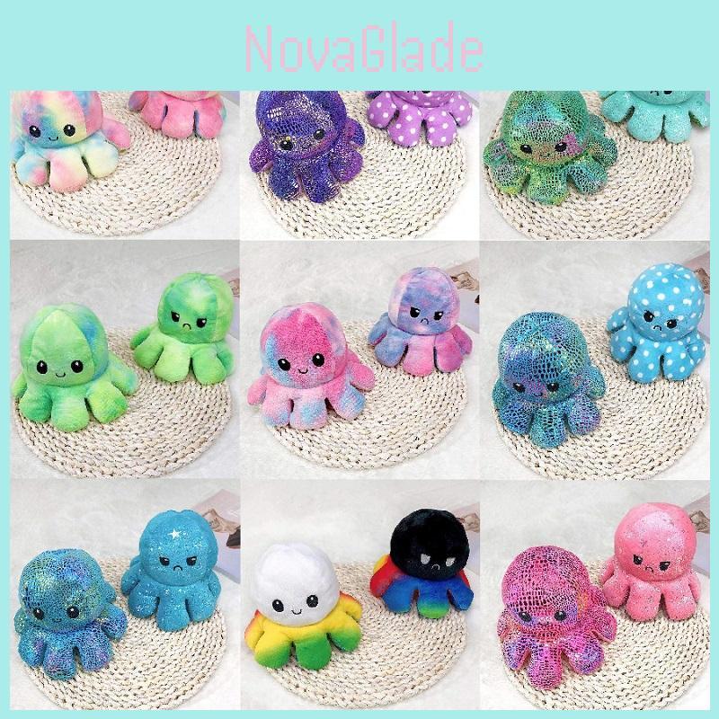 Adorable Sequin Double-sided Flip Reversible Octopus Plush Toy For Kids Joyful Moments