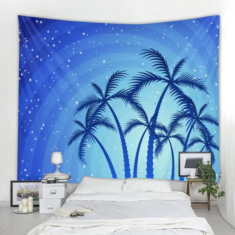 Background decoration tropical plant tapestry aerial palm tree wall hanging Nordic ins home living room bedroom fabric painting