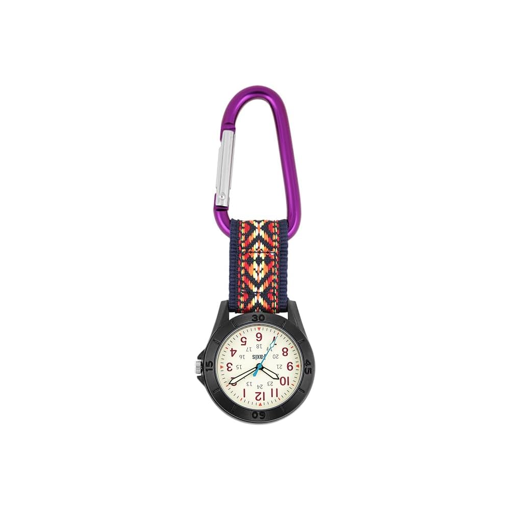 J-AXIS Carabiner Watch Glow-in-the-Dark Easy-to-Read Purple