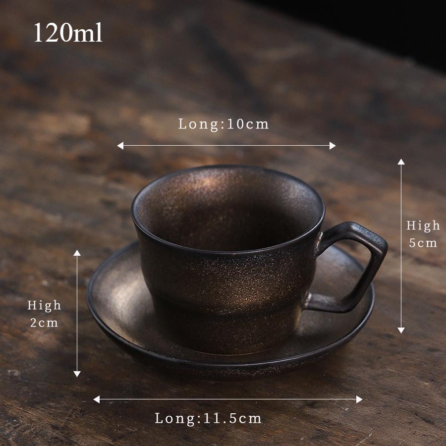 Vintage Crackle Glazed Ceramic Coffee Cup & Saucer Set For Latte Art, Afternoon Tea Cup & Saucer, Milk Tea Cup