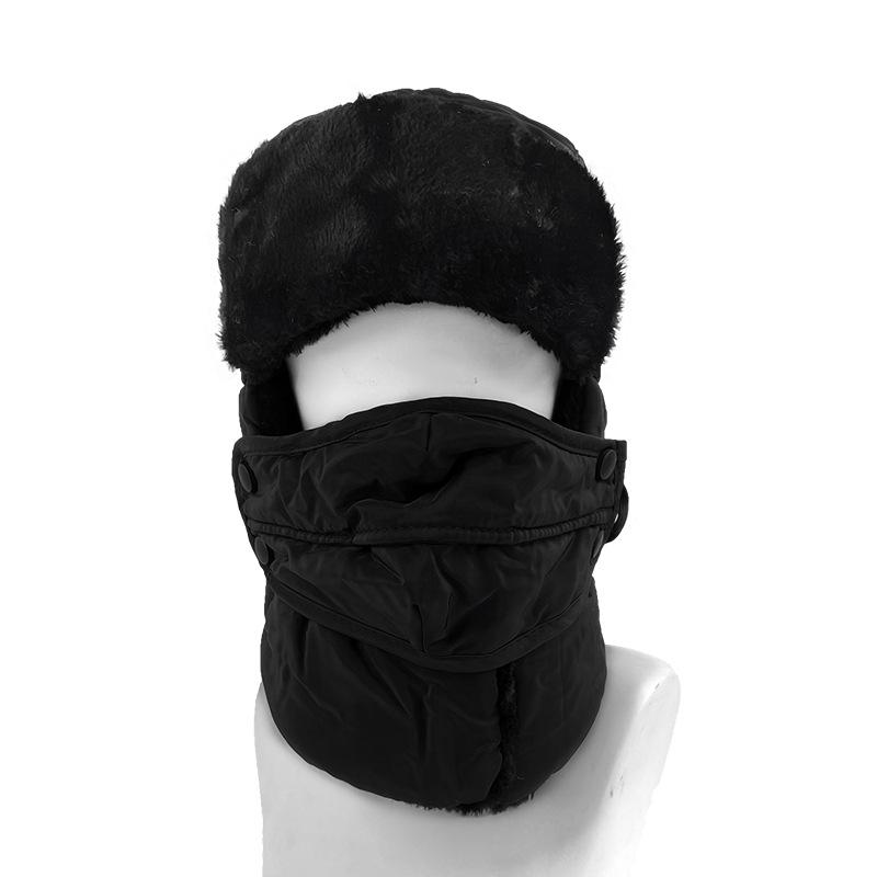 Winter windproof and cold-proof solid color hat thickened and velvet thermal ear protection hat outdoor headgear cycling thermal hat