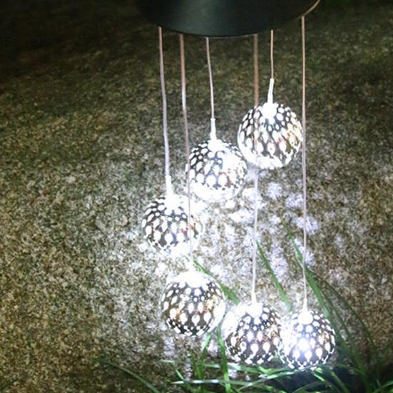 Solar Wind Chime Garden Metal Orb Wind Chime with Color-Changing Solar Lights