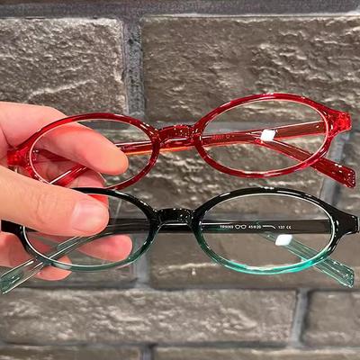 1/2/3 Stück Y2K Vintage Kleine Ovale Brillen Mädchen Stil Roter Grüner Rahmen Glas Brillen Dekorative Outdoor Blaulichtfilternde Brillen Geschenke