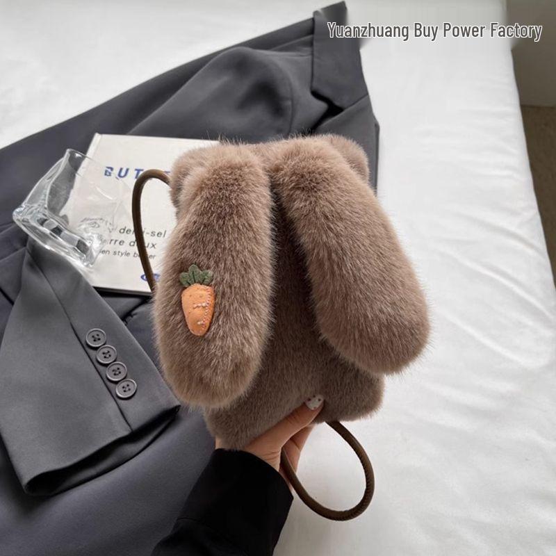 Módní plyšová crossbody taška 2024 - Roztomilý design králíčka, ideální na podzim/zimu