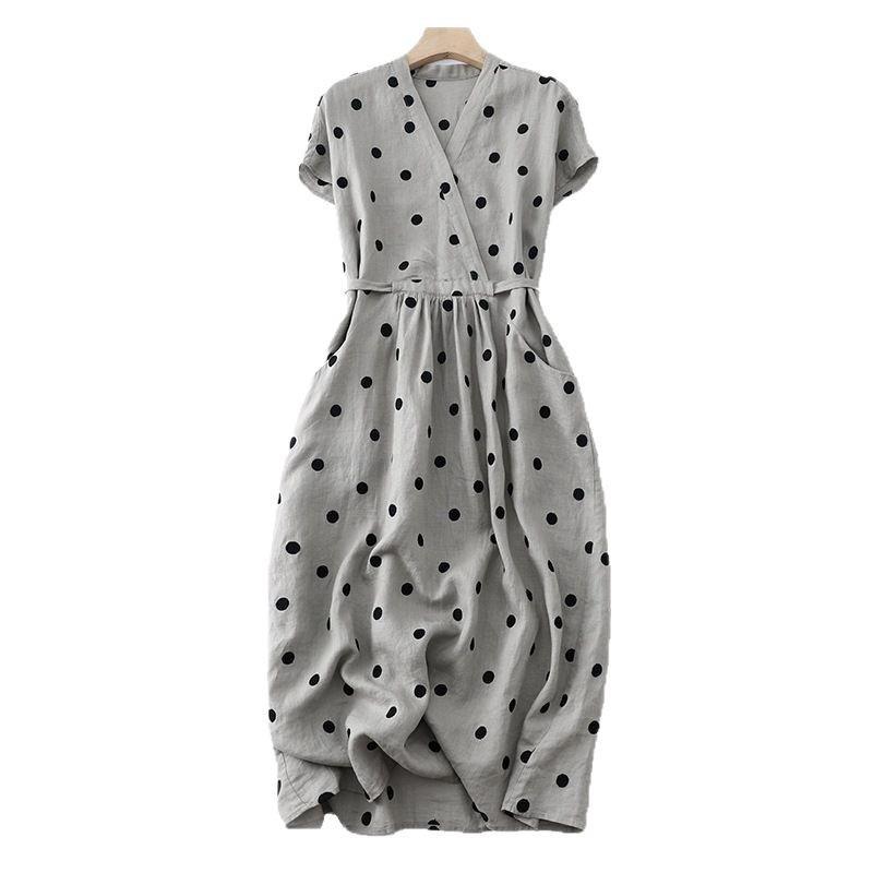 Kleid Temperament Elegant Locker Lässig V-Ausschnitt Punktemusterkleid