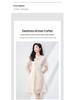French Sequin Embroidered Lace Dress, Round Neck, Elegant Waist-Gathering, Summer Style for Women.