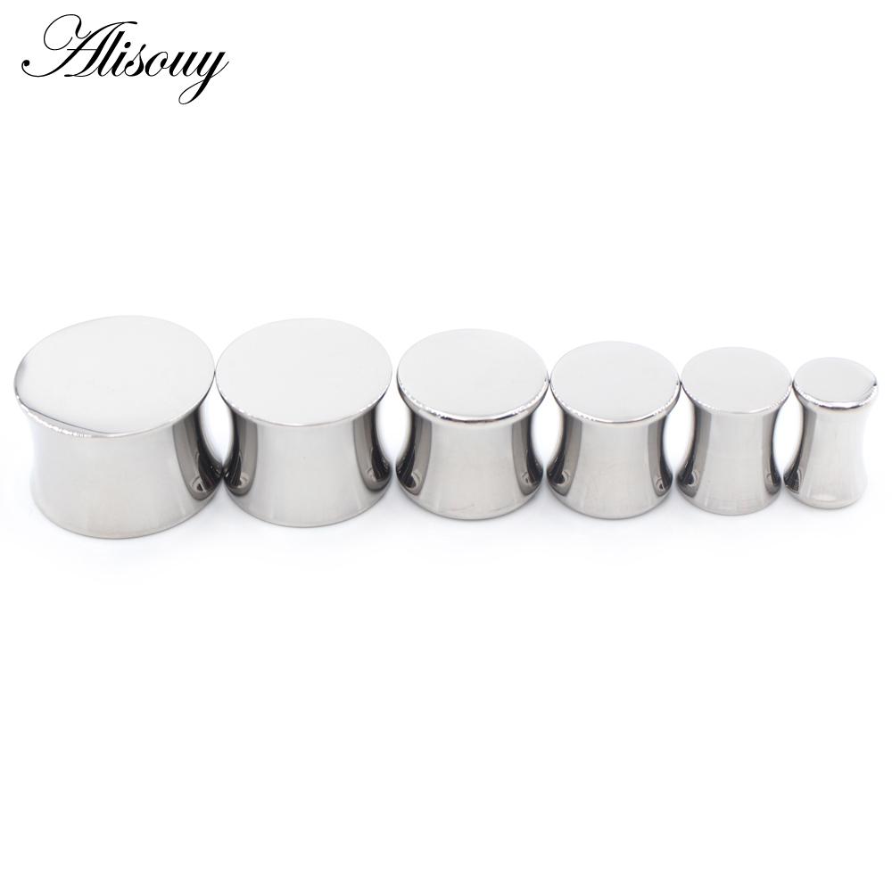 Alisouy 1PC G23 Titanium Solid Polish Double Flared Ear Tunnels Plugs Expander Stretcher Gauges Earrings Piercing Body Jewelry