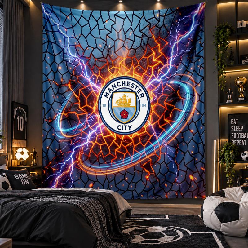 Wall Hanging Tapestry Manchester City Print Cloth for Living Room Bedroom Home Decor