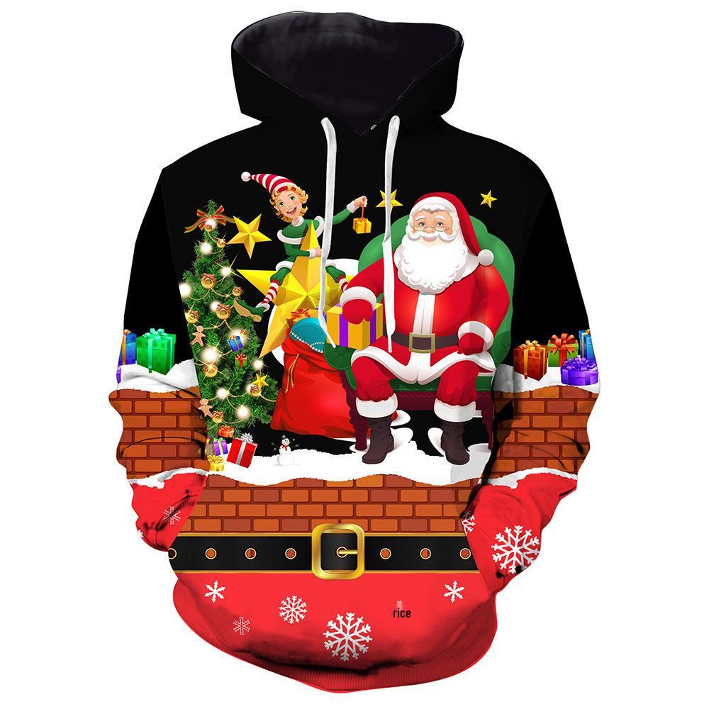 Herren Kapuzenpullover mit Digitaldruck: 2025 Herbst/Winter Schneemann-Thema