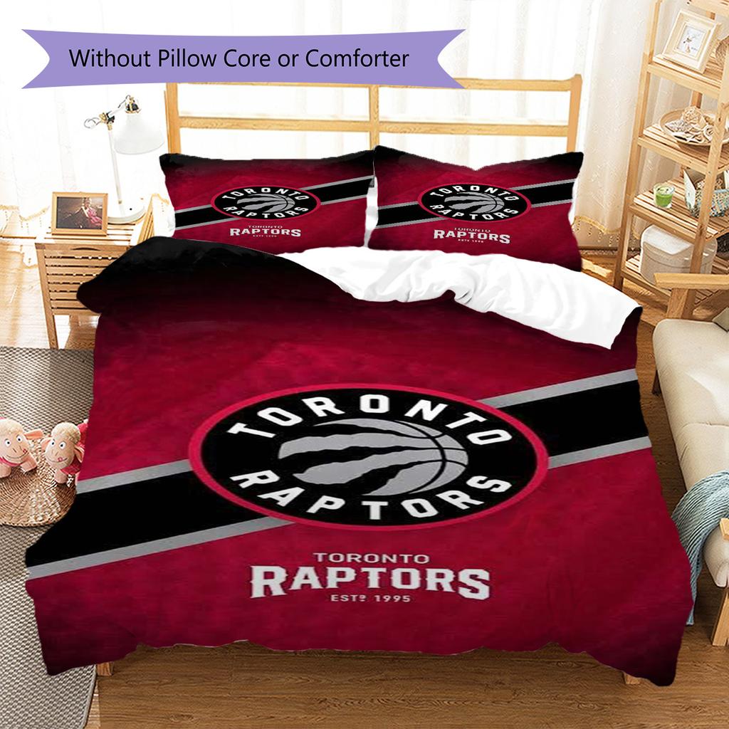 Toronto Raptors Pattern Bedding Set Quilt Cover Pillowcase Home Decor Gift (1 * Duvet Cover + 2 * Pillowcase, Without Core)