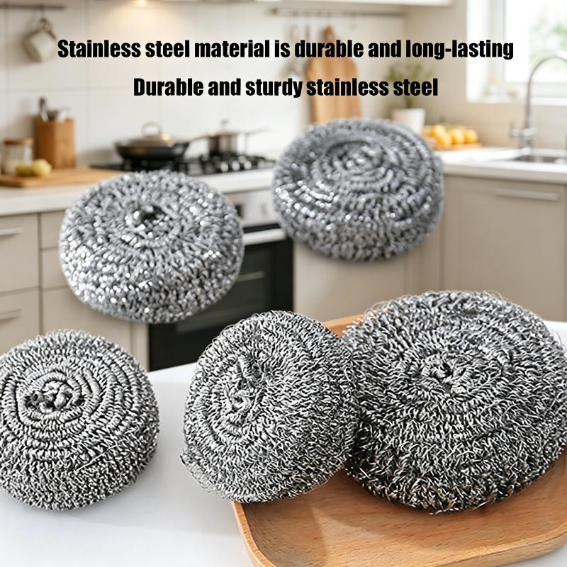 1/2/4Pcs Steel Wire Dishwashing Scrubbers Rust Proof Long Lasting Stainless Steel Balls for Kitchen Cleaning Use