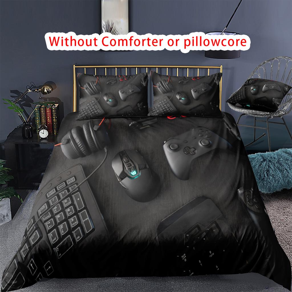 Modern Gamepad 3D Print Duvet Cover Set Youth Video Game Controller Mouse Keyboard Headphone Gaming Bedding Set For Bedroom Dorm