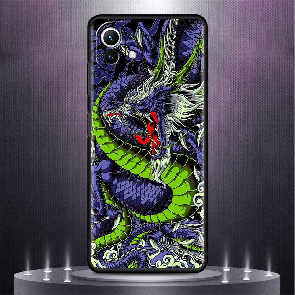 Hülle für Xiaomi Mi Poco X3 X4 NFC M3 Mi 11 11T 10 T 9T 12 9 10T Lite Silikon Rückseite Handyhülle Mode Chinesisch Vintage Drache