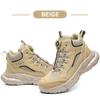 Men's Steel-Toed Safety Shoes With Anti-Crush, Anti-Puncture And Anti-Slip Soles, Fashionable Button Industrial Work Shoes