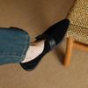 Mode NY Vår/Höst Dam Pumps Spetsig Tå Klumpig Klack Skor Får Mocka Läderskor för Kvinnor Slip-on Dam Loafers Svart Sko