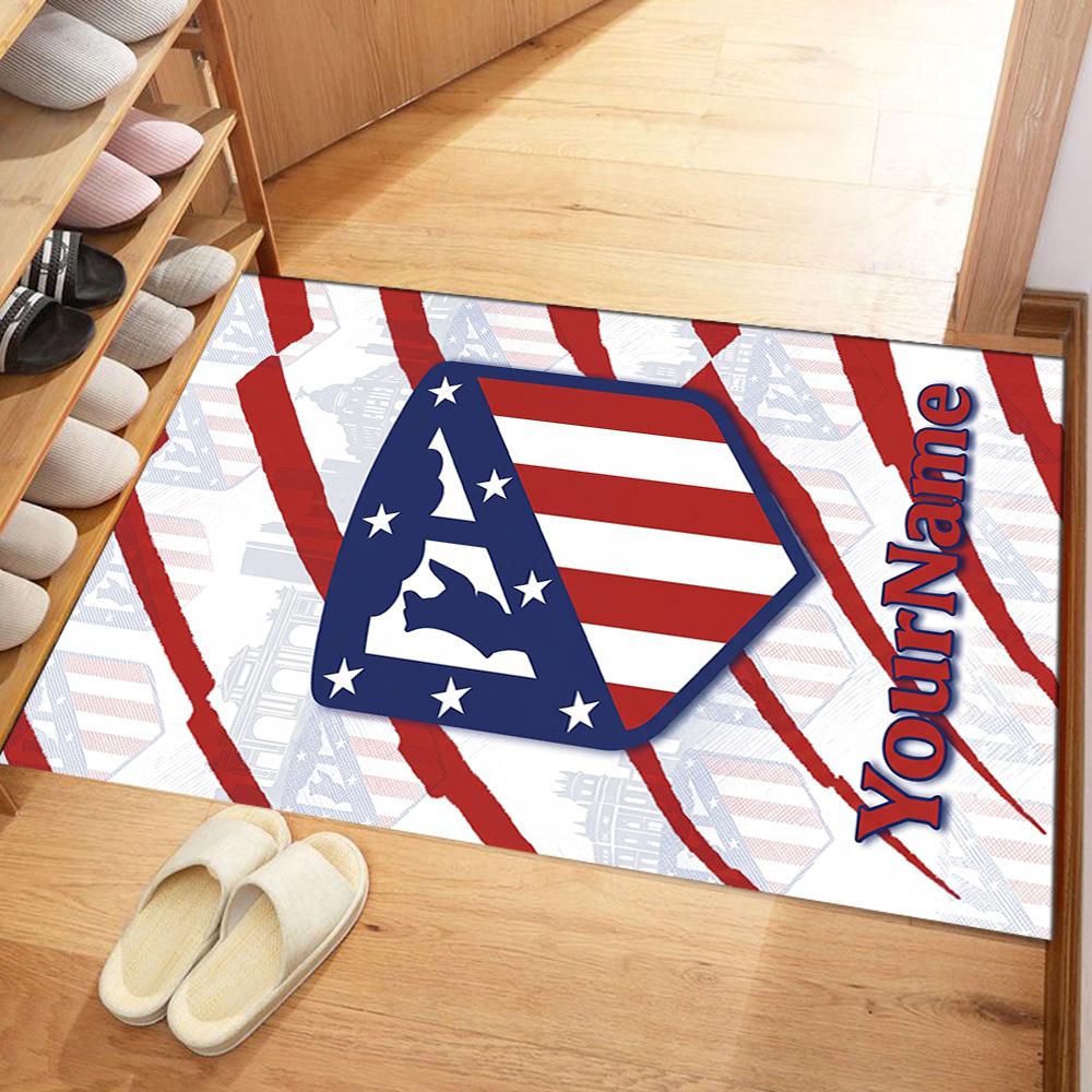 Atletico Madrid Personalized Text Floor Mat Suitable for Playrooms Foyer Game Room Dormitory Antislip Carpet Decorate Offices Birthday/Christmas Gift