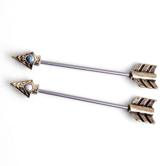 Retro Arrow Industrial Scaffold Bar Ear Cartilage Helix Barbell Piercing Jewelry