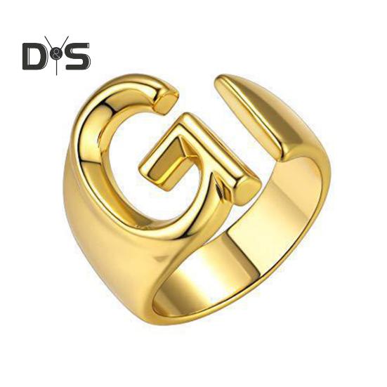 

Кольцо с алфавитом, 26 английских букв, кольцо с регулируемым отверстием, золотое, полированное, легкое, из сплава, ювелирное украшение на палец для вечеринок и повседневного ношения G