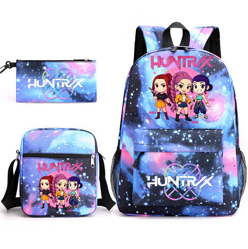 3Pcs/set Anime Printed Backpack with Shoulder Bag Pencil Case for Teenager Student Boy Girl SchoolBag Large Capacity Waterproof Bookbag Kid Gift
