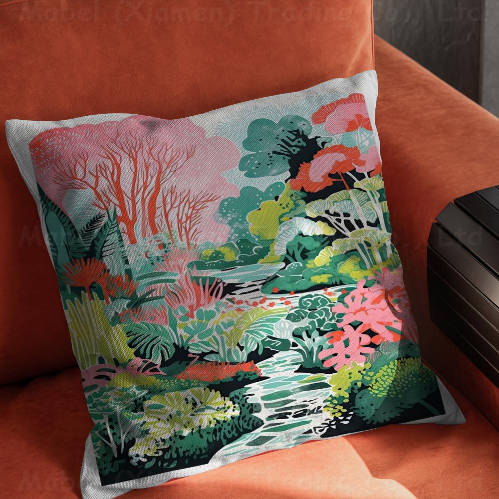 Květinová zahrada Barevný umělecký tisk Polštář Dárky Domácí kancelářské vybavení Ložnice Pohovka Potah na polštář do auta pouzdro 45x45cm