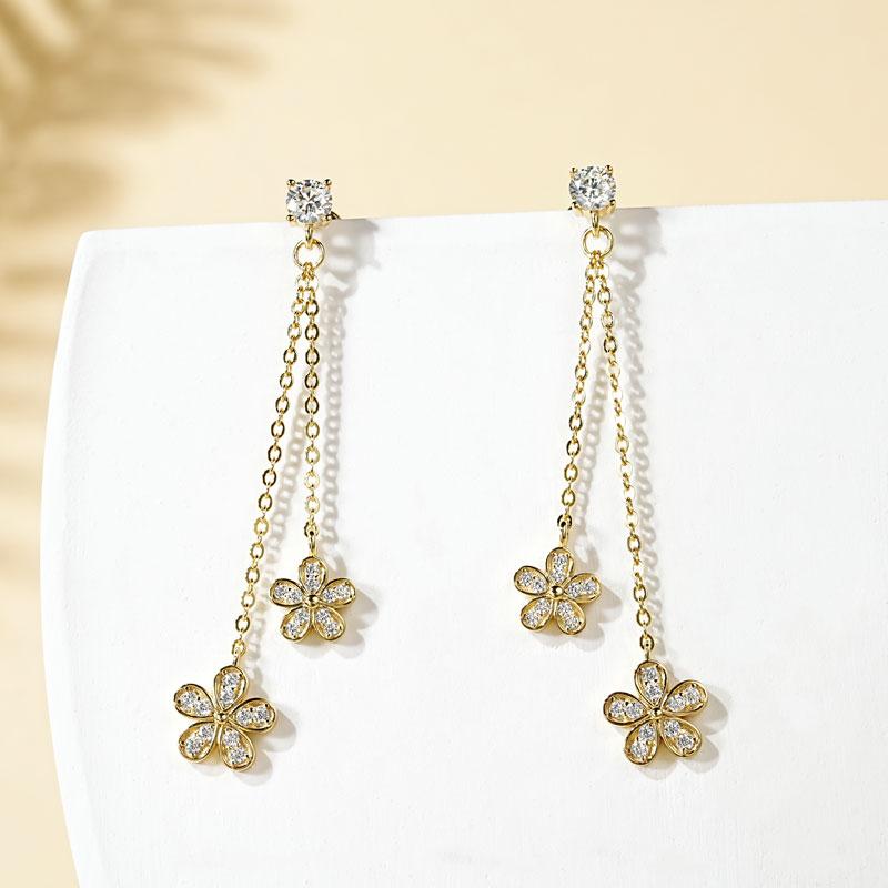 Anziw 925 Moissanite Star Tassel Drop Dangle Earrings for Women Real S925 Silver Studs Earrings Certified Fine Jewelry Gift Girl