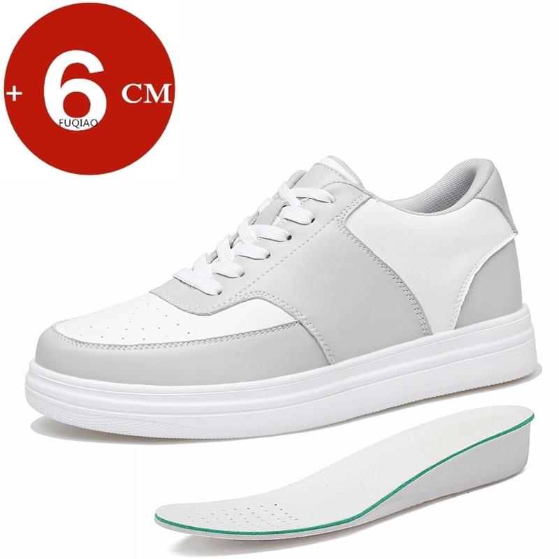Height Increasing 6cm Unisex Leather Casual Sports Shoes Breathable Lightweight Comfortable Elevator Sneakers For Men Women