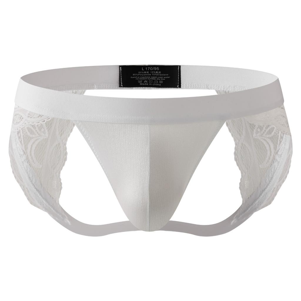 Große Größe Sissy Dessous Herren Spitze Jockstrap Tanga Hohlrücken Sexy Glänzender Beutel G-Strings Crossdressing Jock Straps Unterwäsche