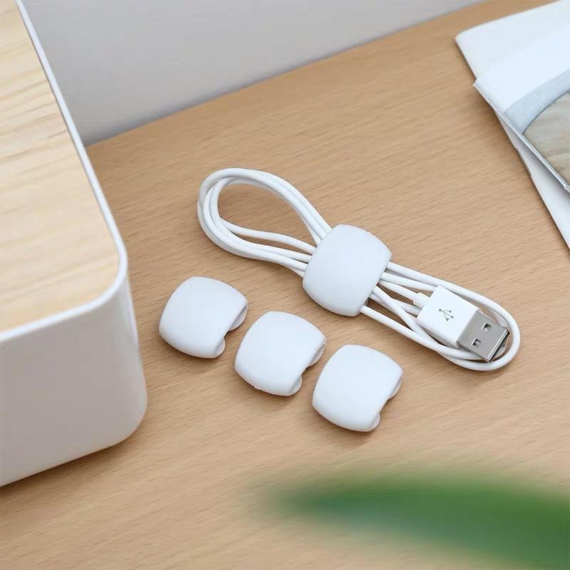 4pcs/set Data Cable Winder Earphone Cable Tie Fixing Clip USB Charger Line Cable Holder Desk Organizer Management Clips