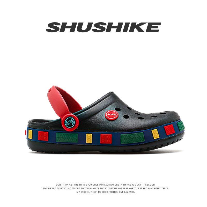 

Дырявые туфли для малышей, детей, подростков, нескользящие, с мягкой подошвой, сандалии, лето, легче всего сочетать, для улицы, с закрытым носком, противоударные, пляжная обувь, для мальчиков и девочек Black 28