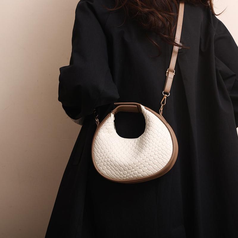 Yogodlns Borsa a tracolla in pelle PU di alta qualità da donna, nuova borsa a tracolla di design di nicchia alla moda, stile semplice, borsa hobo intrecciata da donna